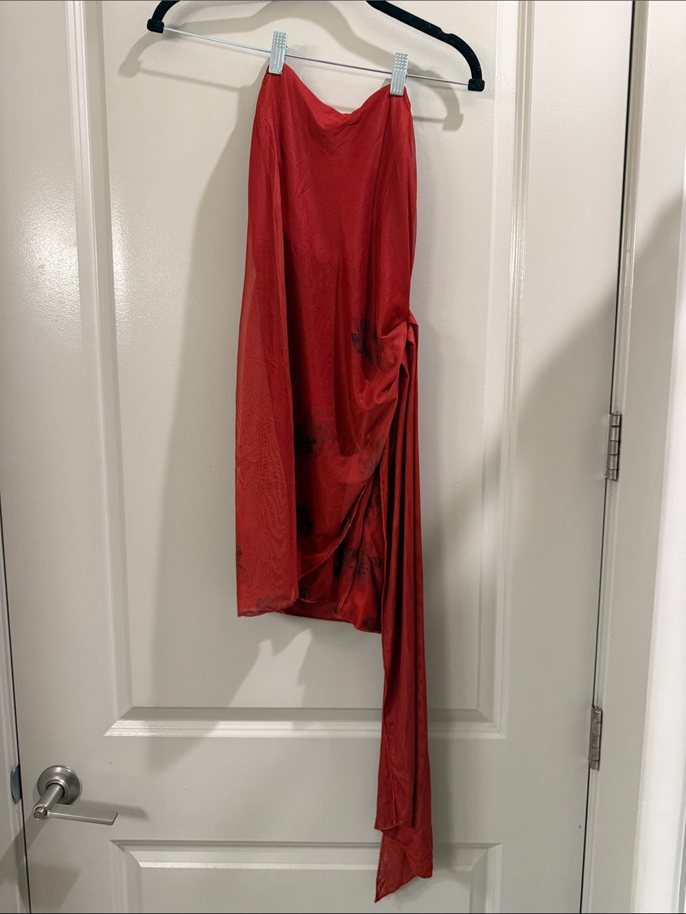 Princess Polly Red Asymmetrical Draped Midi Skirt